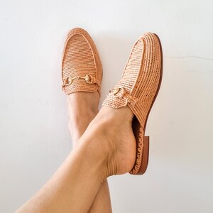Raffia shoes, handmade slippers, natural summer mules, Moroccan shoes, High end raphia flats, Moroccan babouch