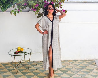 Caftan marocain, caftan fait à la main, robe à pois, robe oversize, robe d’été, robe de maternité, caftan, robe ample