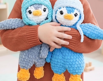 Crochet Penguin Lovey Pattern – Amigurumi Snuggler / Comforter Toy PDF – Baby Shower Gift – Stuffed Animal Crochet Pattern