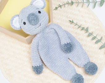 Koala snuggler crochet pattern, Koala lovey, comforter toy, baby security blanket, cuddle toy