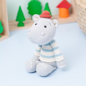 Hippo crochet pattern, amigurumi hippo crochet pattern, PDF