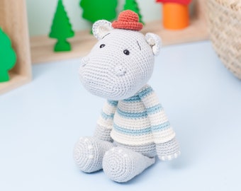 Hippo crochet pattern, amigurumi hippo crochet pattern, PDF