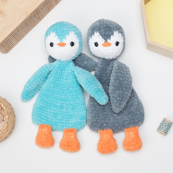 Penguin snuggler lovey crochet pattern, penguin lovey, cuddle toy, plushie, comforter pattern, PDF