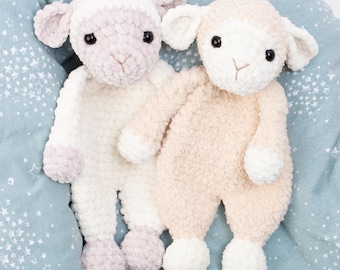 Crochet sheep snuggler pattern, Lamb lovey crochet pattern, comforter toy, baby security blanket