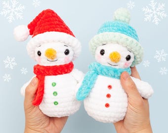 Snowman crochet pattern, Christmas decoration crochet pattern,easy plush snowman amigurumi