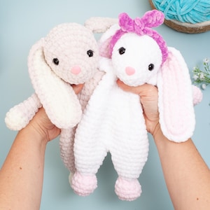Crochet Bunny Lovey Pattern – Bunny Snuggler Crochet Pattern – Comforter Toy & Baby Security Blanket
