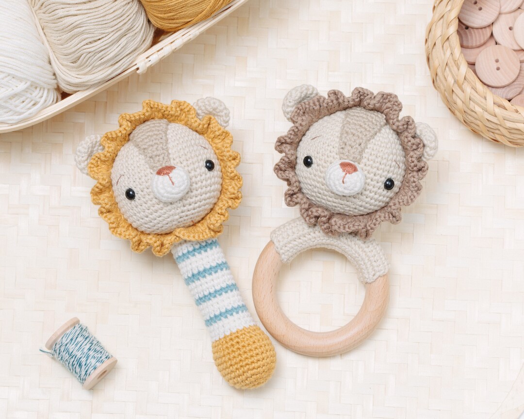 Lion Baby Rattle Crochet Pattern, Lion Amigurumi Pattern, Teether