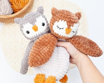 Crochet owl snuggler pattern, Owl lovey crochet pattern, comforter toy, baby security blanket