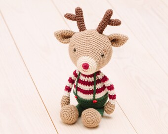 Modèle renne Rudolf au crochet, modèle cerf amigurumi, modèle renne, PDF