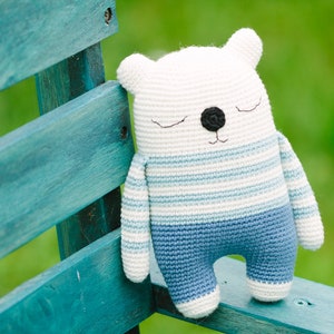 Amigurumi pattern, bear crochet pattern PDF, Milo, the sleepy bear