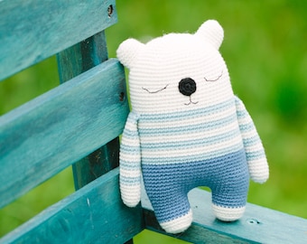 Amigurumi pattern, bear crochet pattern PDF, Milo, the sleepy bear