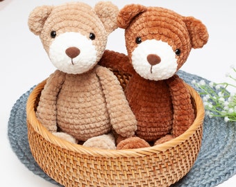 Teddy bear crochet pattern, Plush amigurumi bear pattern, plushie, easy crochet pattern, PDF