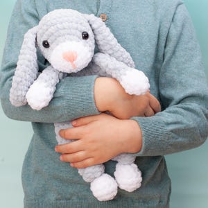 Bunny snuggler crochet pattern, Crochet bunny knotted lovey, comforter toy, cudly toy