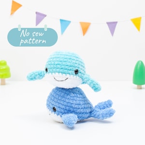 No sew whale crochet pattern, easy crochet whale pattern, amigurumi whale, beginner crochet pattern