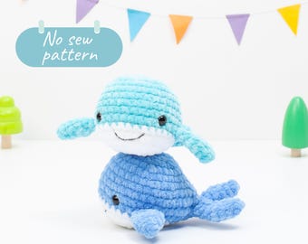No sew whale crochet pattern, easy crochet whale pattern, amigurumi whale, beginner crochet pattern