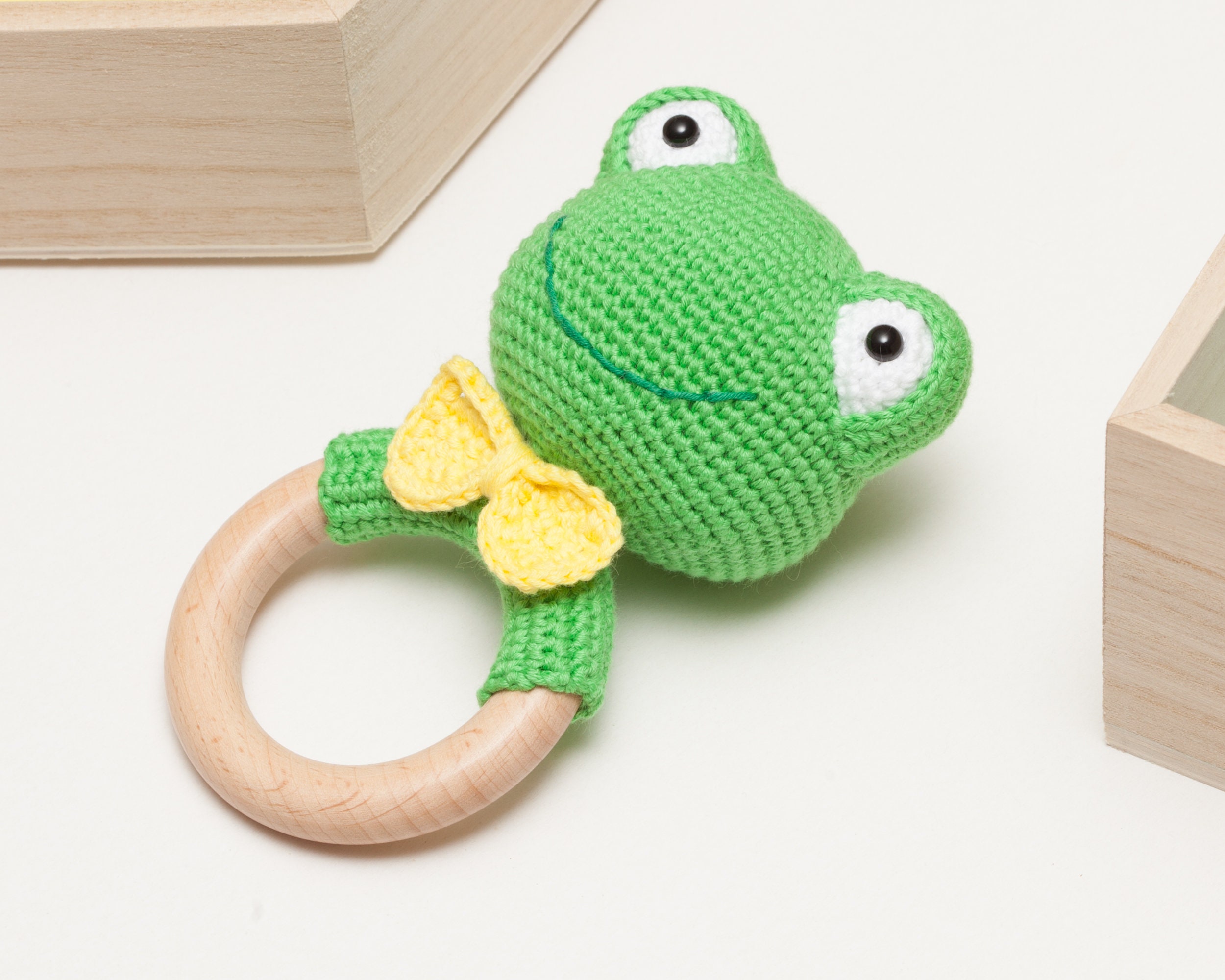 Crochet Frog Rattle Pattern, Frog Teether Pattern, Amigurumi Frog ...