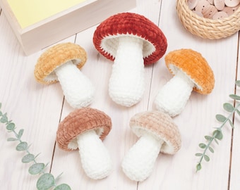 Crochet mushroom pattern, No sew, chunky mushroom crochet pattern. Big and small