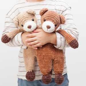 Bear snuggler crochet pattern, bear lovey pattern, cuddle toy, comforter pattern, PDF