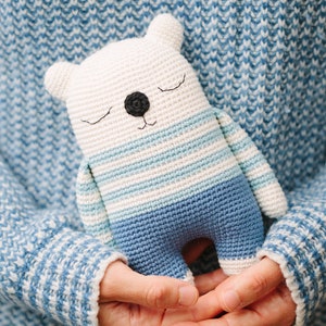 Amigurumi pattern, bear crochet pattern PDF, Milo, the sleepy bear image 2