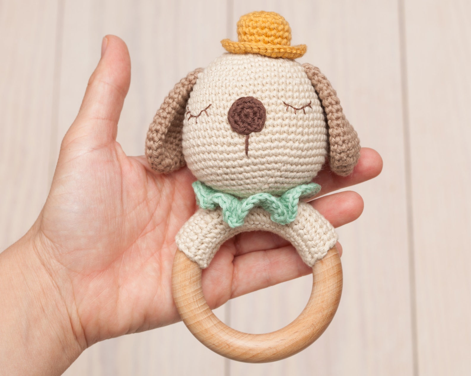 Crochet dog rattle pattern teether pattern amigurumi rattle | Etsy