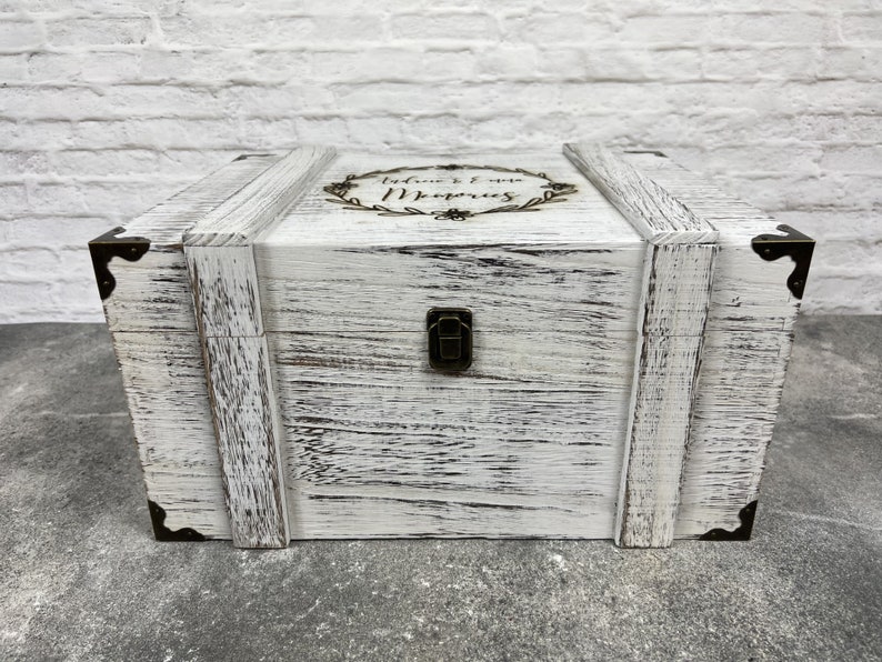 Personalised keepsake box Memories box Gift Box Wedding gift wooden rustic extra large box baby memory box any design. image 7