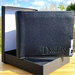 Personalised Engraved Mens Wallet,  Black Pu Leather Wallet,Personalized Gift for Boyfriend, Husband, Dad, Father's Day Gift for Him