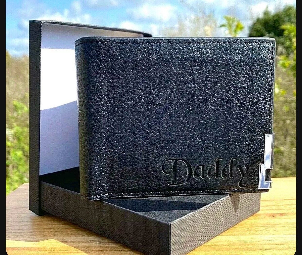 Personalized Black Wallet with Initials