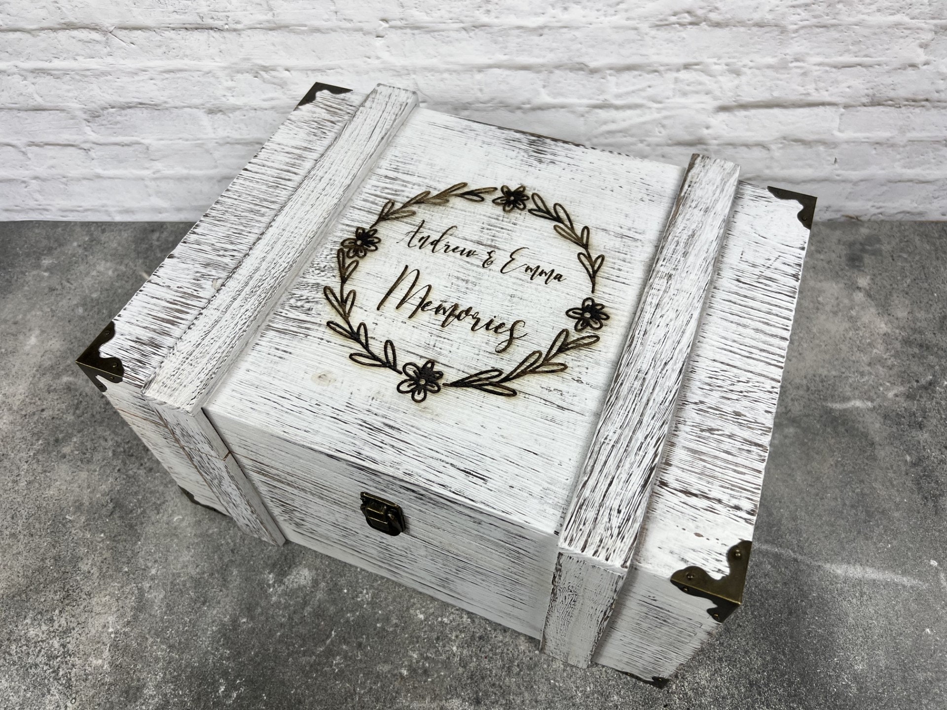 Photo Storage Box Large Engraved Wooden Memory Box For Keepsakes