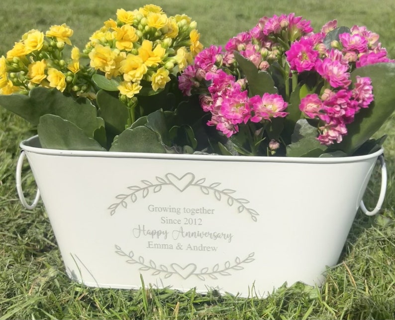 Personalised Metal Planter For Anniversary image 1