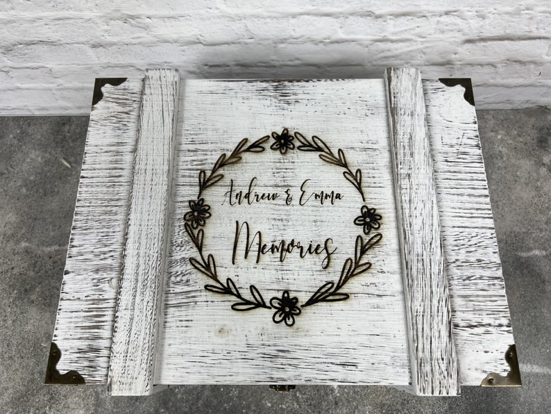 Personalised keepsake box Memories box Gift Box Wedding gift wooden rustic extra large box baby memory box any design. image 9