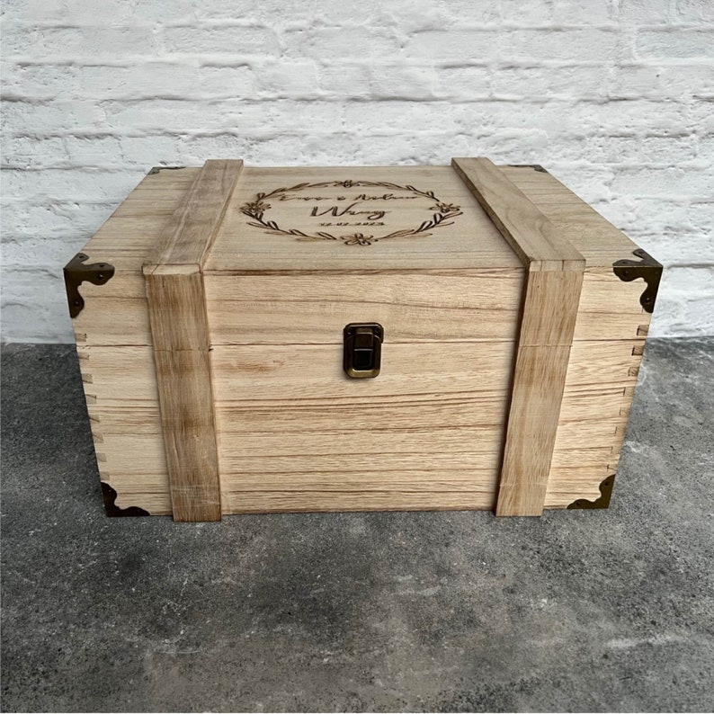 Personalised keepsake box Memories box Gift Box Wedding gift wooden rustic extra large box baby memory box any design. image 6
