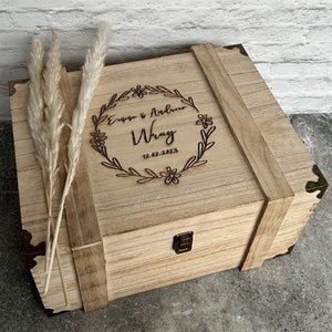 Personalised keepsake box Memories box Gift Box Wedding gift wooden rustic extra large box baby memory box any design. image 8