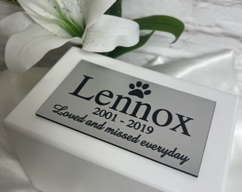 Personalised Solid White Wooden Pet Casket/Urn