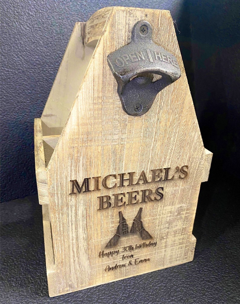 Personalised Beer Caddy With Bottle Opener Birthday / Etsy UK