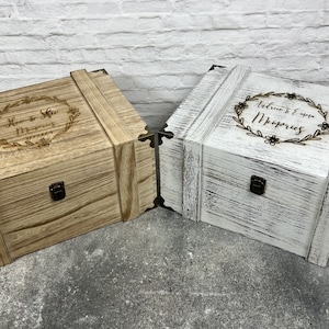 Personalised keepsake box Memories box Gift Box Wedding gift wooden rustic extra large box baby memory box any design. image 2