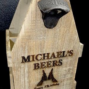 Personalised Beer Caddy with Bottle Opener | Birthday / Fathers Day Gift For Him | Best Man | Custom Beer Crate | 18th | 21st | 30th | 40th