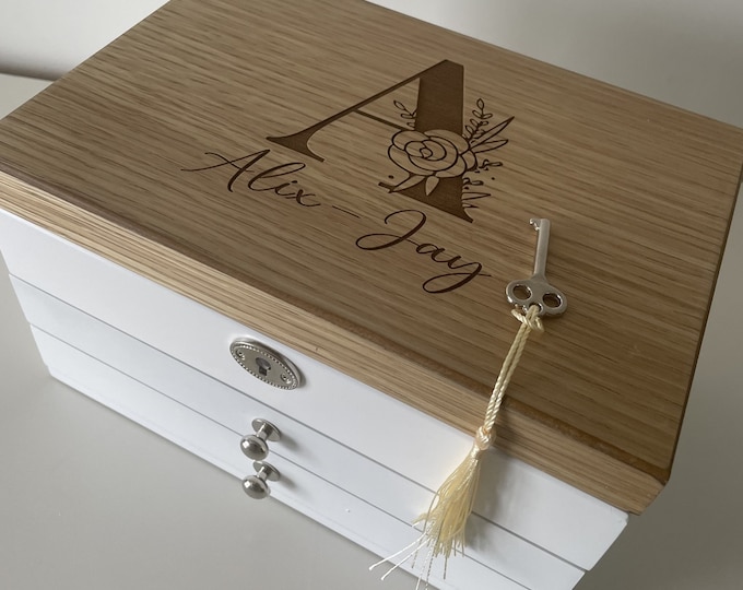 Figured Maple and Walnut Jewelry Box, Wooden Jewelry Box, 5th