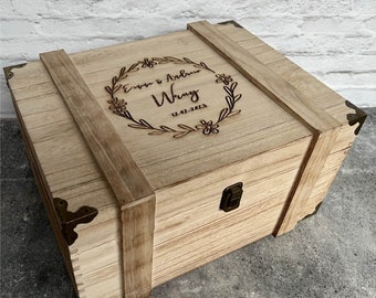 Personalised keepsake box | Memories box | Gift Box | Wedding gift | wooden rustic extra  large box | baby memory box any design.