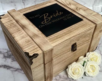Personalized Rustic Brown Wedding Keepsake Box: Bride Gift