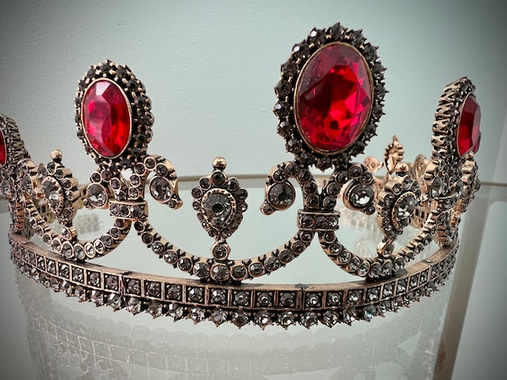 antique ruby red tiara - image 2
