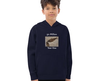 Kids fleece hoodie fossilized fish kissing