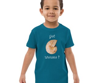 Organic cotton kids t-shirt ammonite fossil got worms