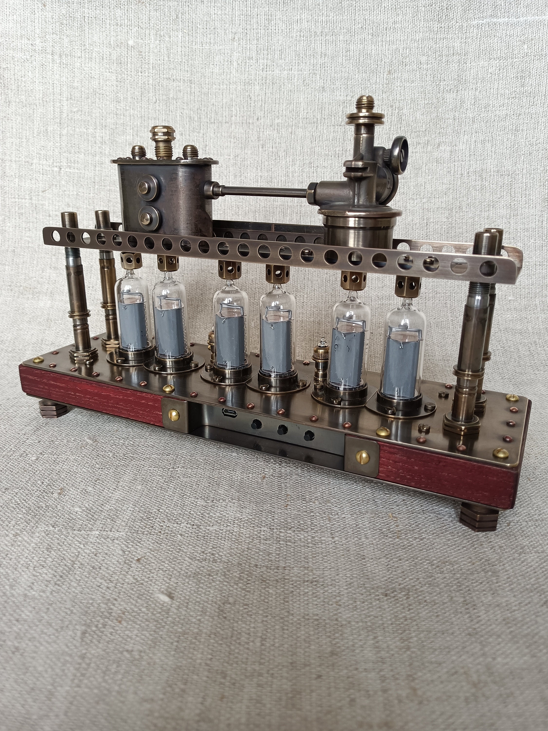 Nixie Desk Clock station 1, Nixie Tube Clock IN14, Handmade Vintage