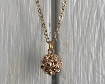 Very pretty necklace in 14k fine gold-plated brass with reversible gold ball pendant with rhinestones or without, women's gift, gift for her