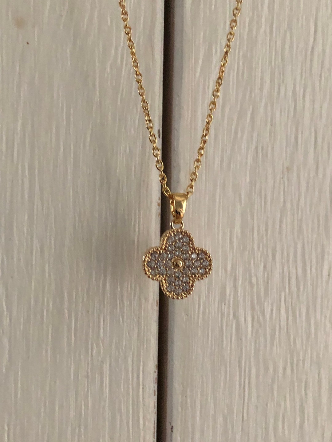 Necklace Made of a 24k Gold-plated Chain and a 14k Gold-plated Four ...