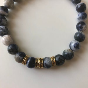 Men&#39;s pearl bracelet, sodalite men&#39;s bracelet, blue, grey and white men&#39;s bracelet, Father&#39;s Day gift
