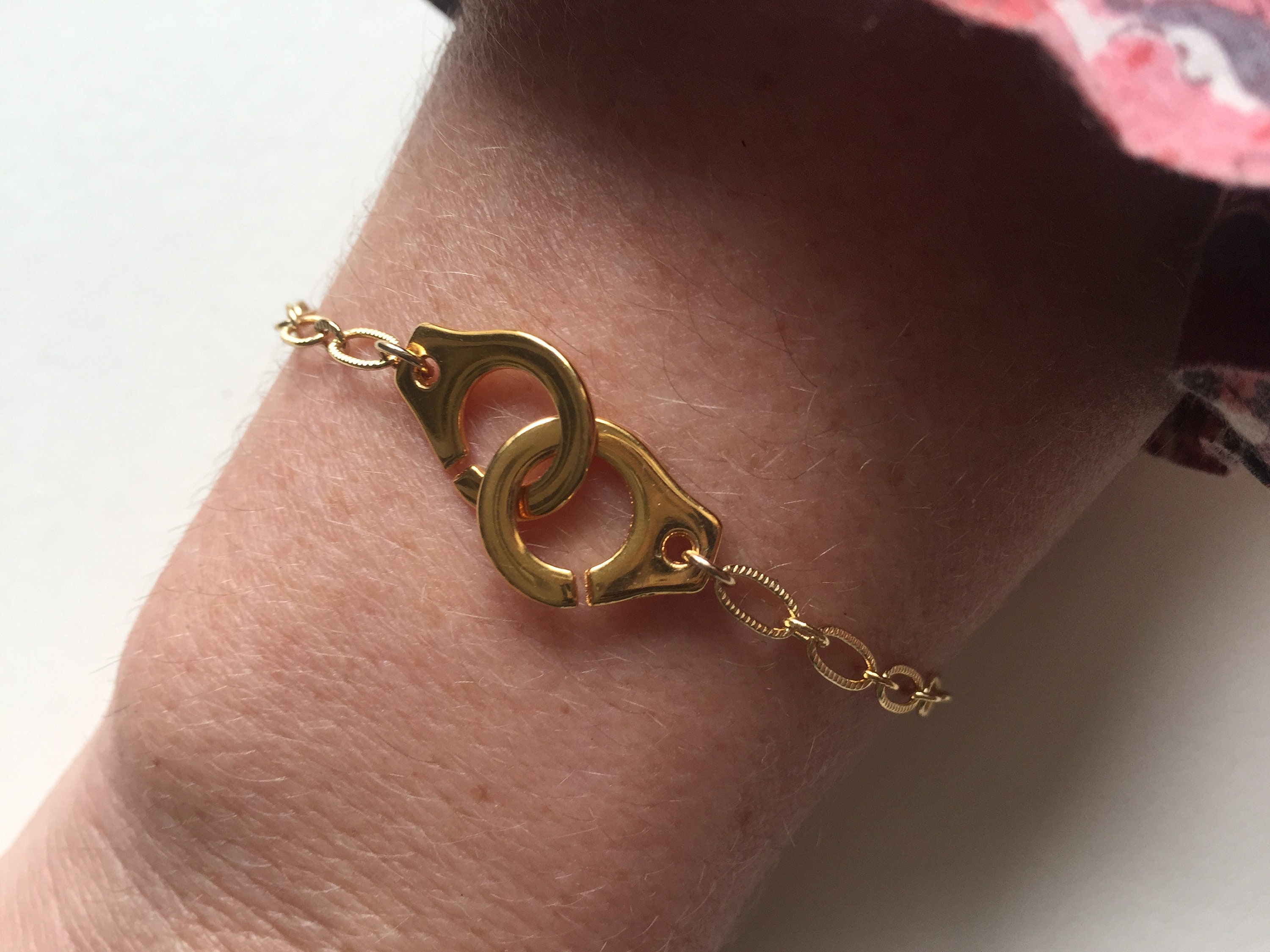 Gold handcuff bracelet with fine gold pretty handcuff Etsy