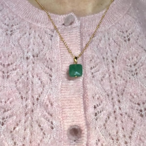 Gold ball chain necklace with aventurine pendant, natural stone necklace, aventurine pendant necklace, aventurine necklace
