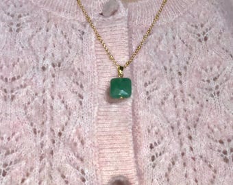 Gold ball chain necklace with aventurine pendant, natural stone necklace, aventurine pendant necklace, aventurine necklace