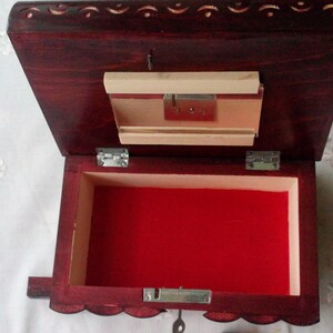 Big wooden magic jewelry puzzle box red with hidden key secret opening storage brain teaser treasure case drawer interesting gift toy image 5